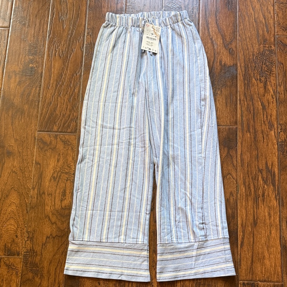 NWT!! Zara Girls Light Blue Striped wide leg pants, size 11/12